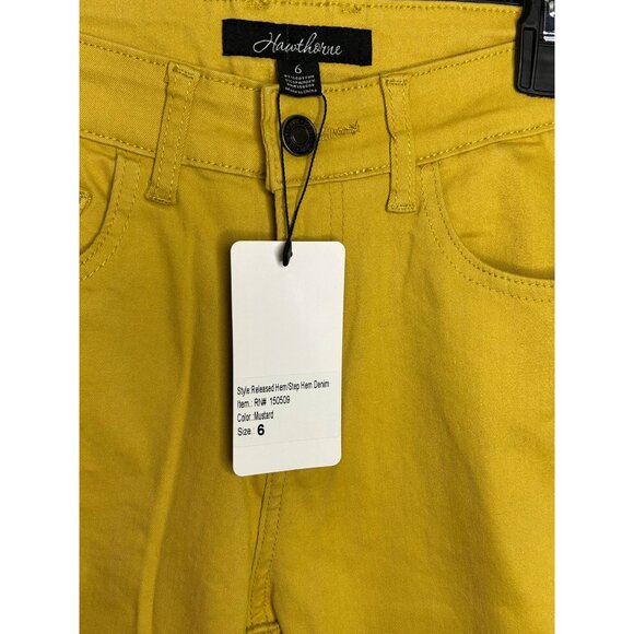 Hawthorne boutique yellow jeggings women’s size 6 mustard yellow raw hem skinny - Picture 3 of 9